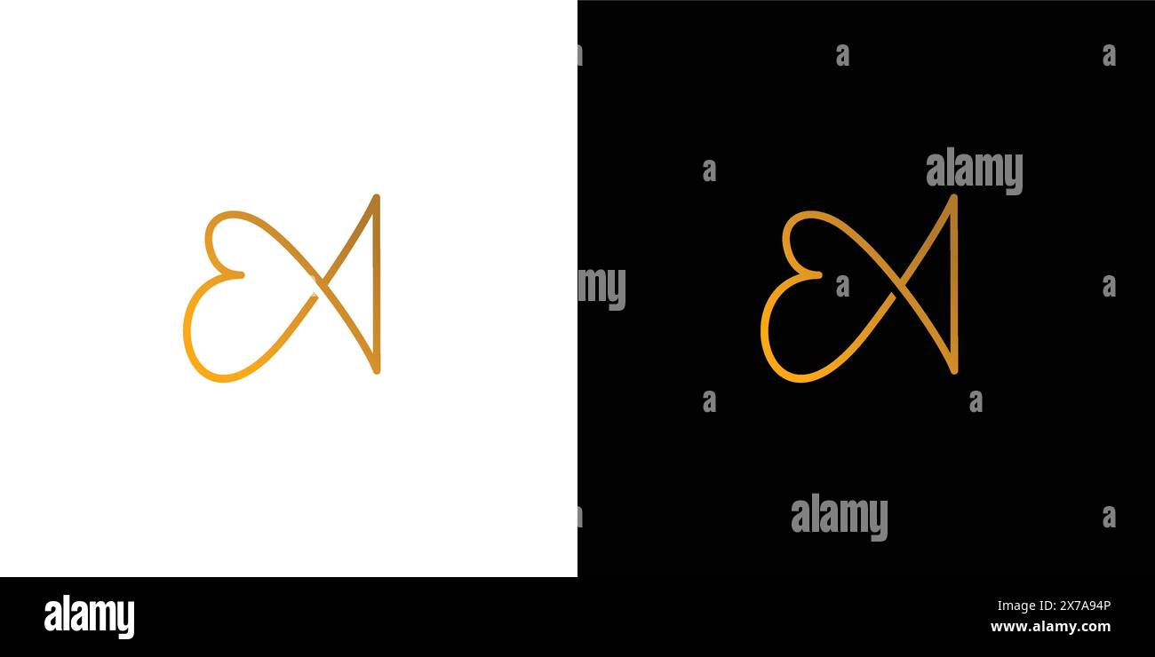 Modern and luxurious EA letter initial logo design Stock Vector