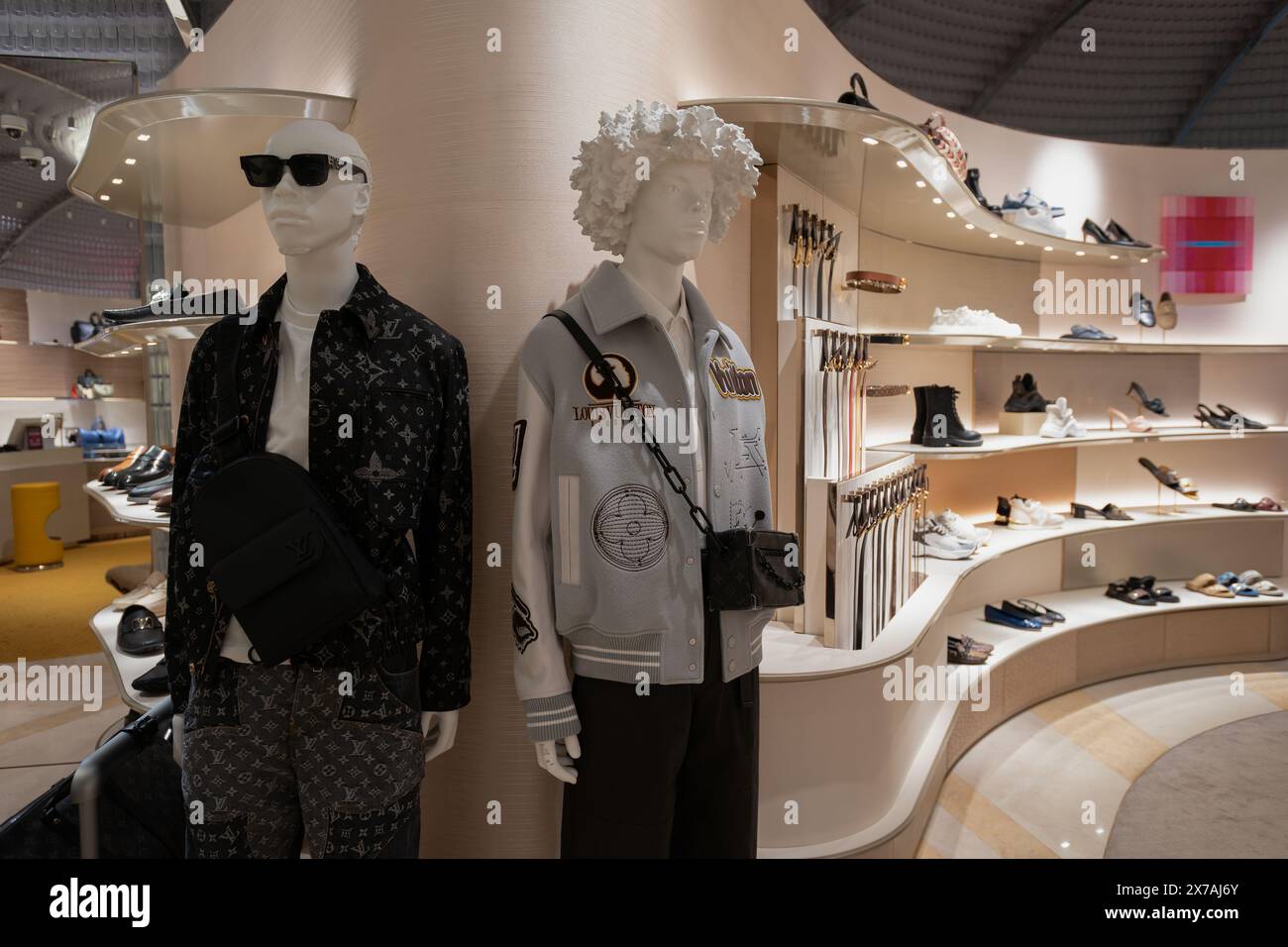 DOHA, QATAR OCTOBER 13, 2023 dressed mannequins displayed at Louis