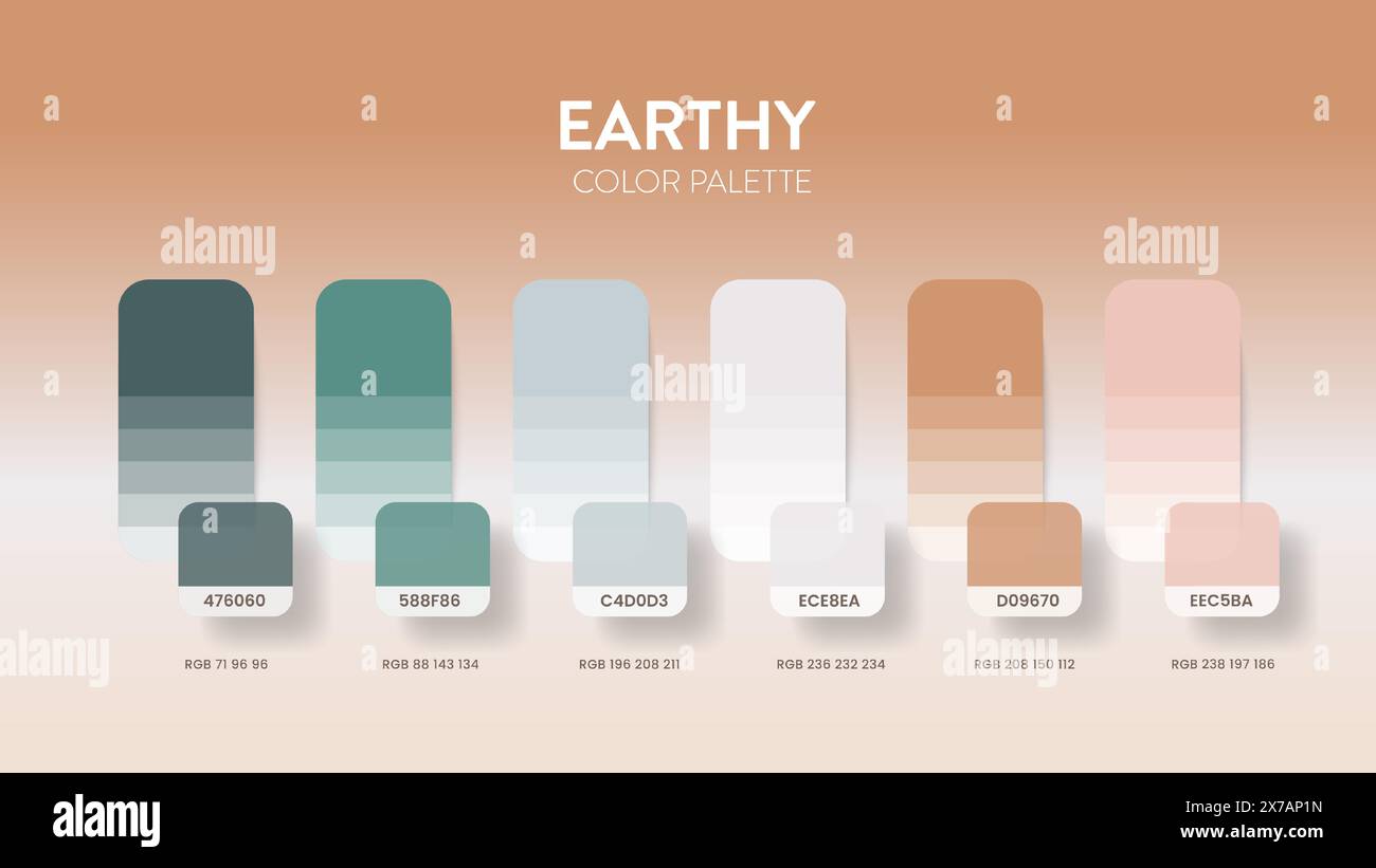 Color palette guide in Earthy colour theme collections. Color ...