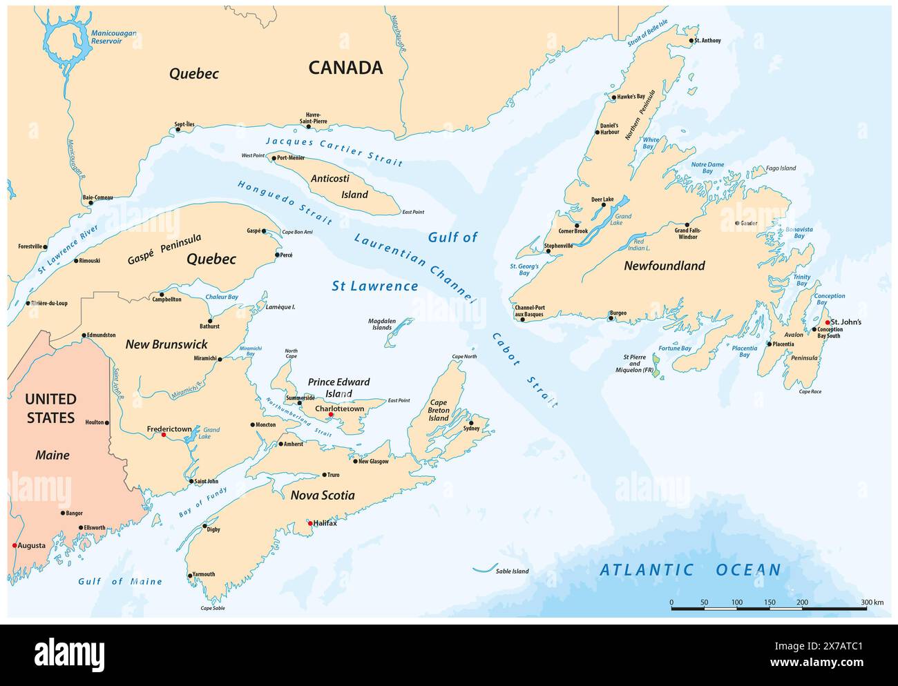 New brunswick maine map hi res - Vector Map Of The Gulf Of Saint Lawrence Canada United States 2X7ATC1