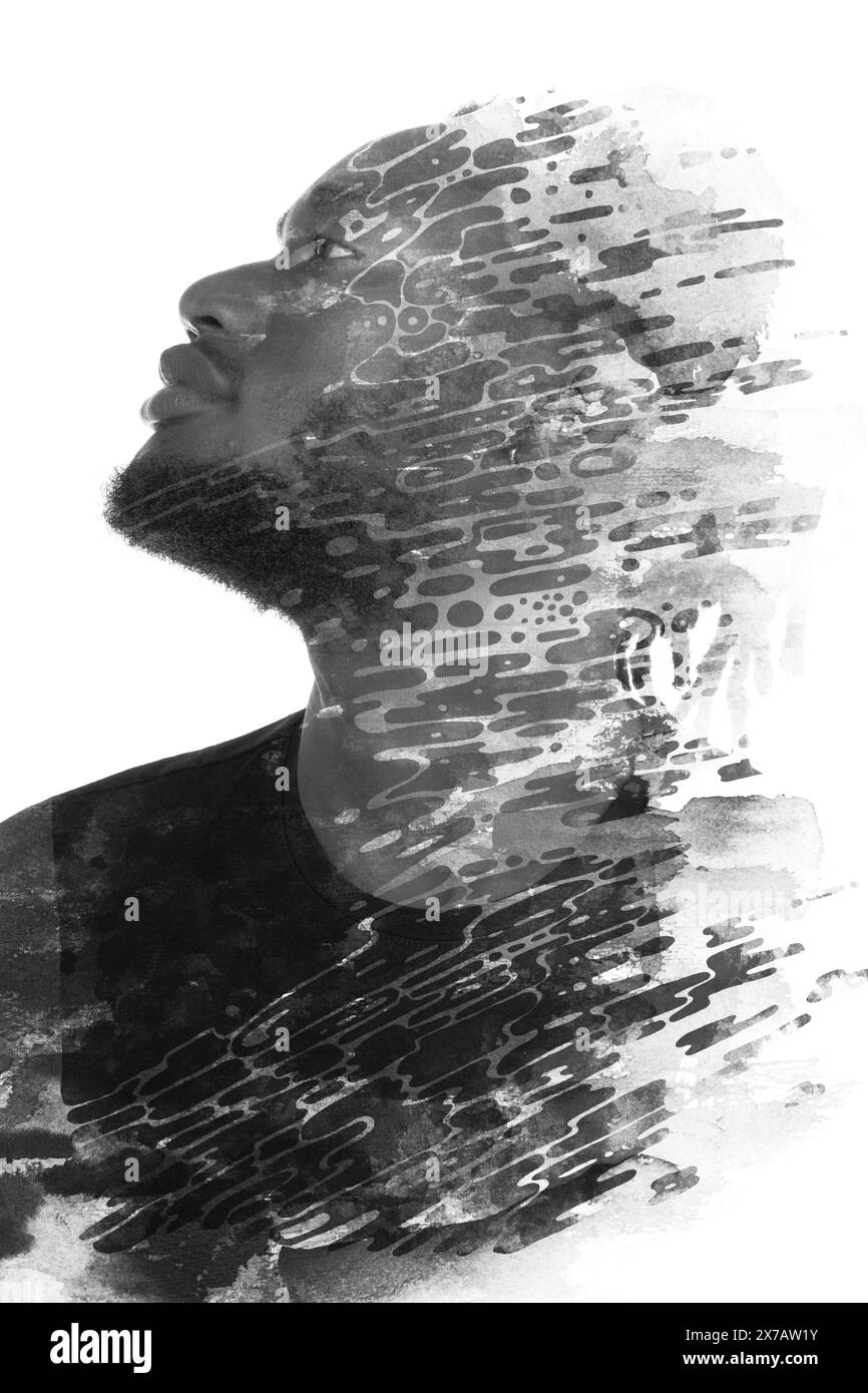 Young man looking profile Black and White Stock Photos & Images - Alamy