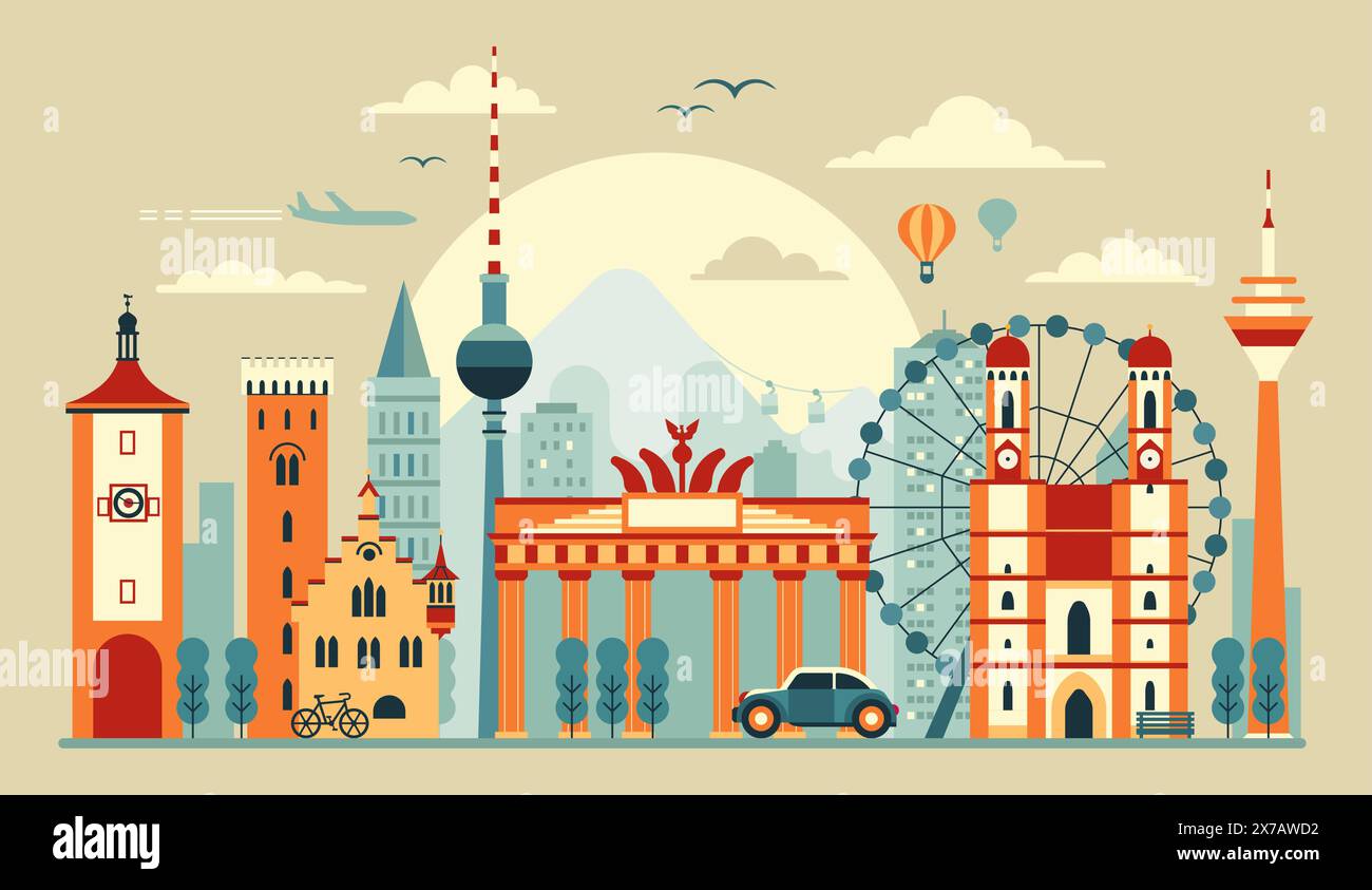 Berlin City Skyline Travel Round Icon Stock Vector Image & Art - Alamy