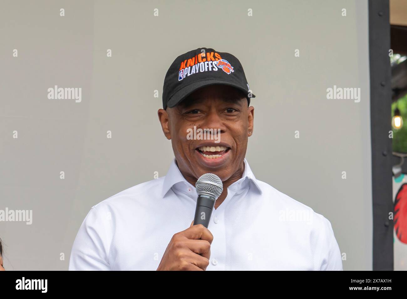 New York City Mayor Eric Adams delivers remarks at the Indonesian