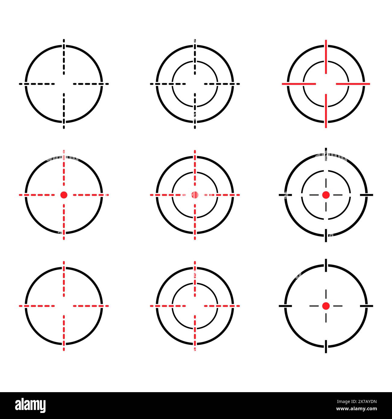 Set of Crosshair army target icon, hunting cross sign mark, graphic