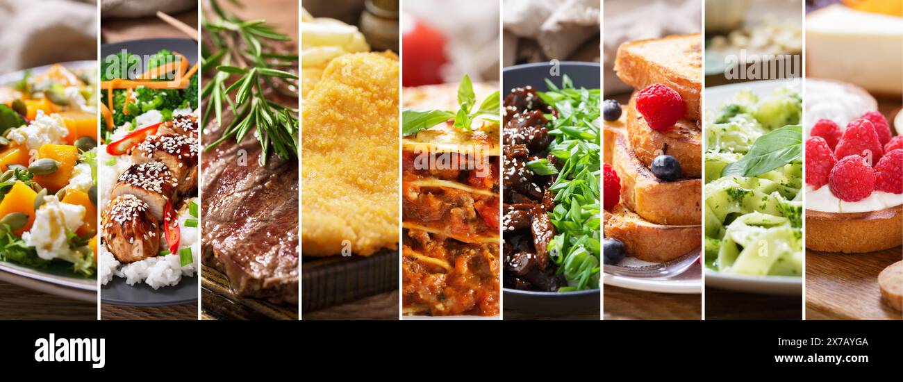 food collage of various plates of meals Stock Photo
