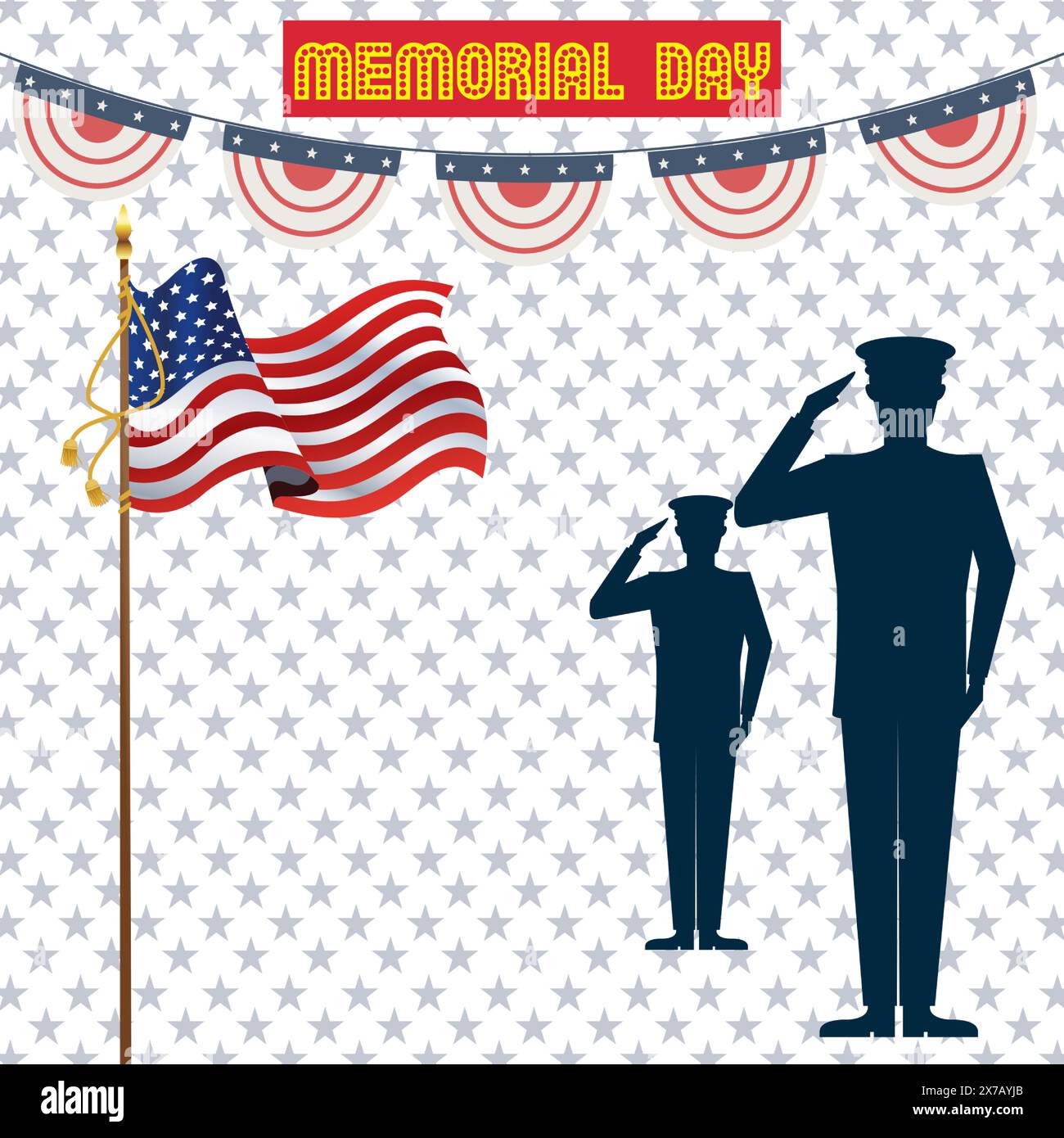 A Dynamic Memorial Day Celebration Vector: A Tribute to Patriotism, Immerse yourself in the beauty of this captivating vector art, which flawlessly Stock Vector