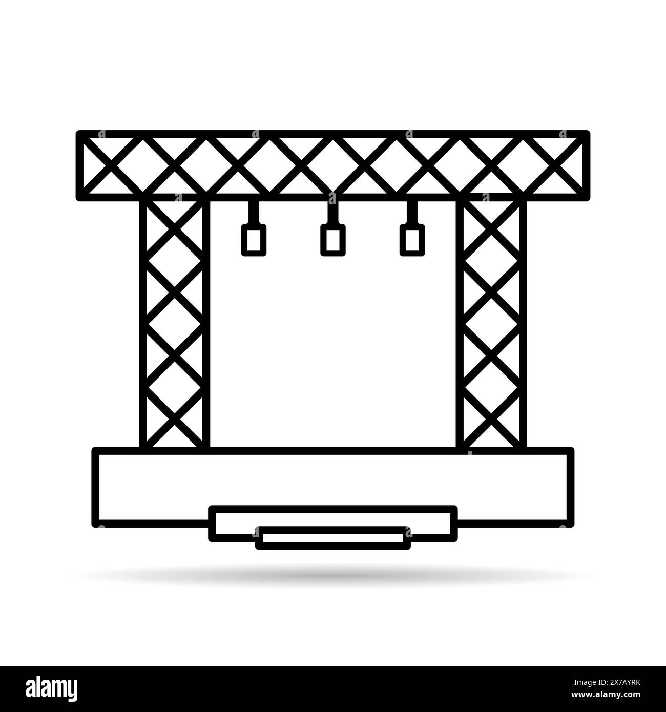 Stage scene constructions shadow icon, web frame podium sign, show design vector illustration . Stock Vector