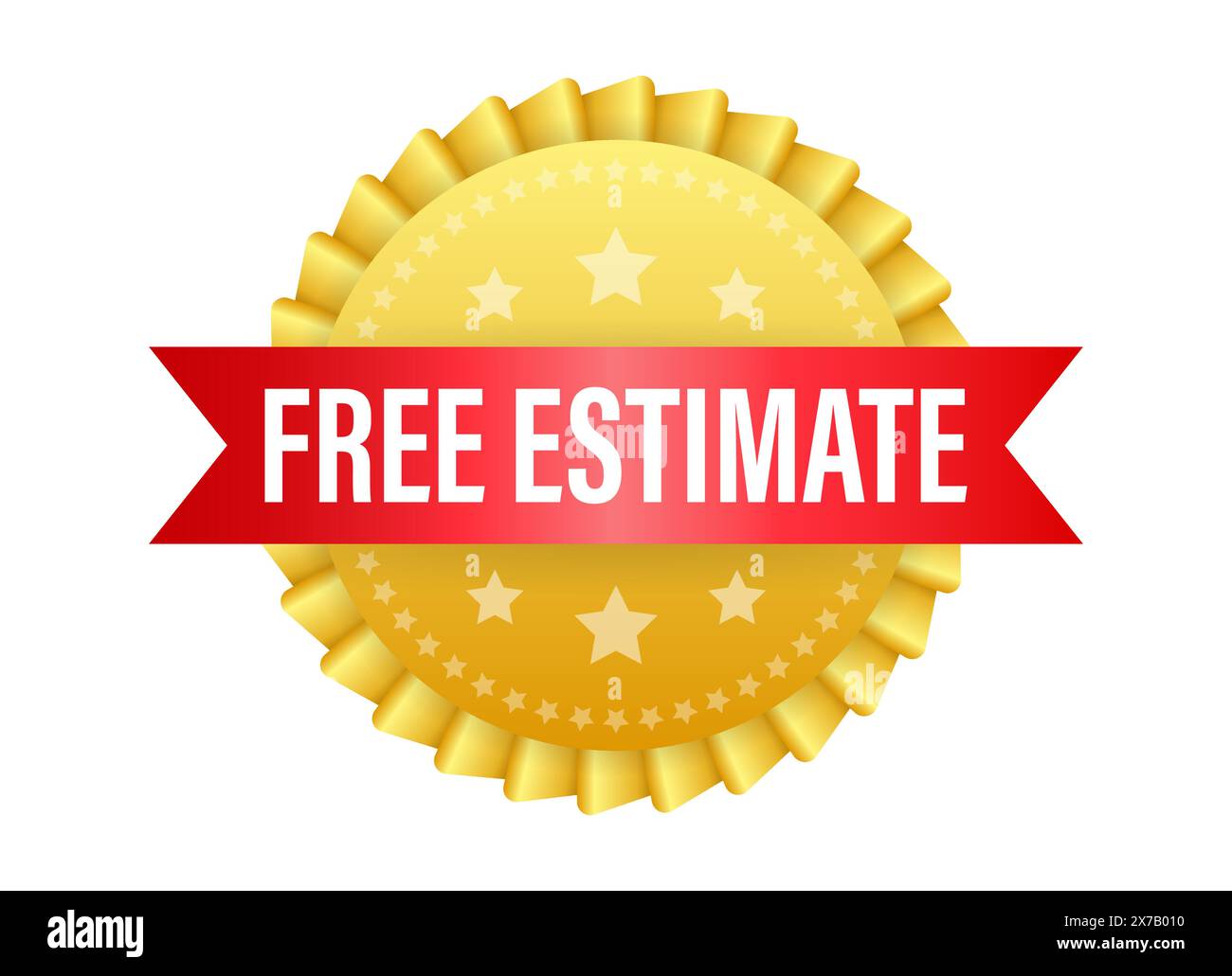 Free estimate label. Approximate calculation of the cost. Estimates badge Stock Vector Image