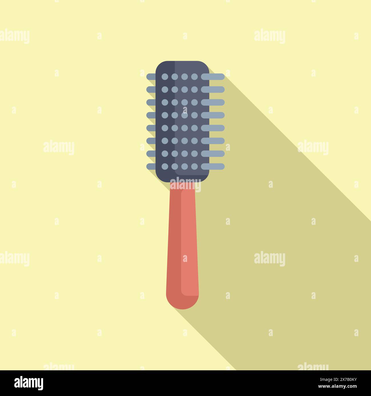 Graphic representation of a flat paddle hairbrush with shadow, isolated on a beige background Stock Vector
