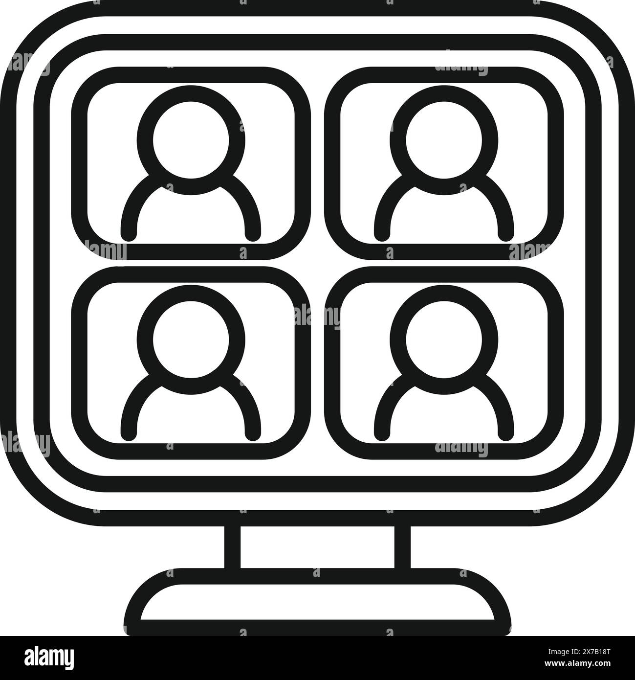 Symmetrical and minimalist online meeting icon illustration in vector format for user icons on digital screens, conference calls, webinars, and remote work Stock Vector