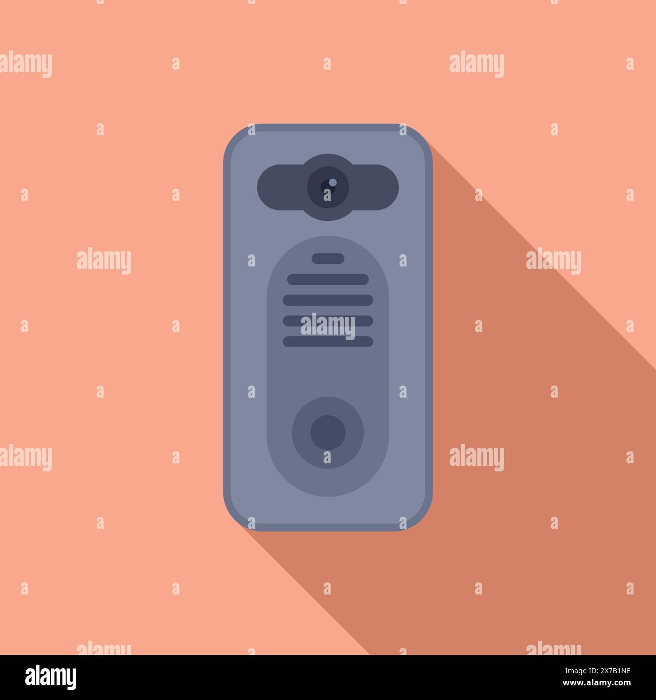Flat design vector of a contemporary intercom on a peach background, with shadow effect Stock Vector