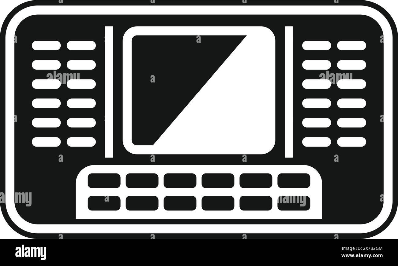 Vintage retro laptop computer icon with black and white minimalist design. Editable vector illustration for web and user interface logo Stock Vector