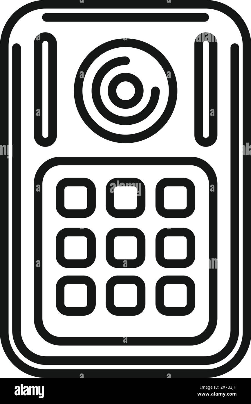 Vector image of a modern smart doorbell in a simple line art style ...