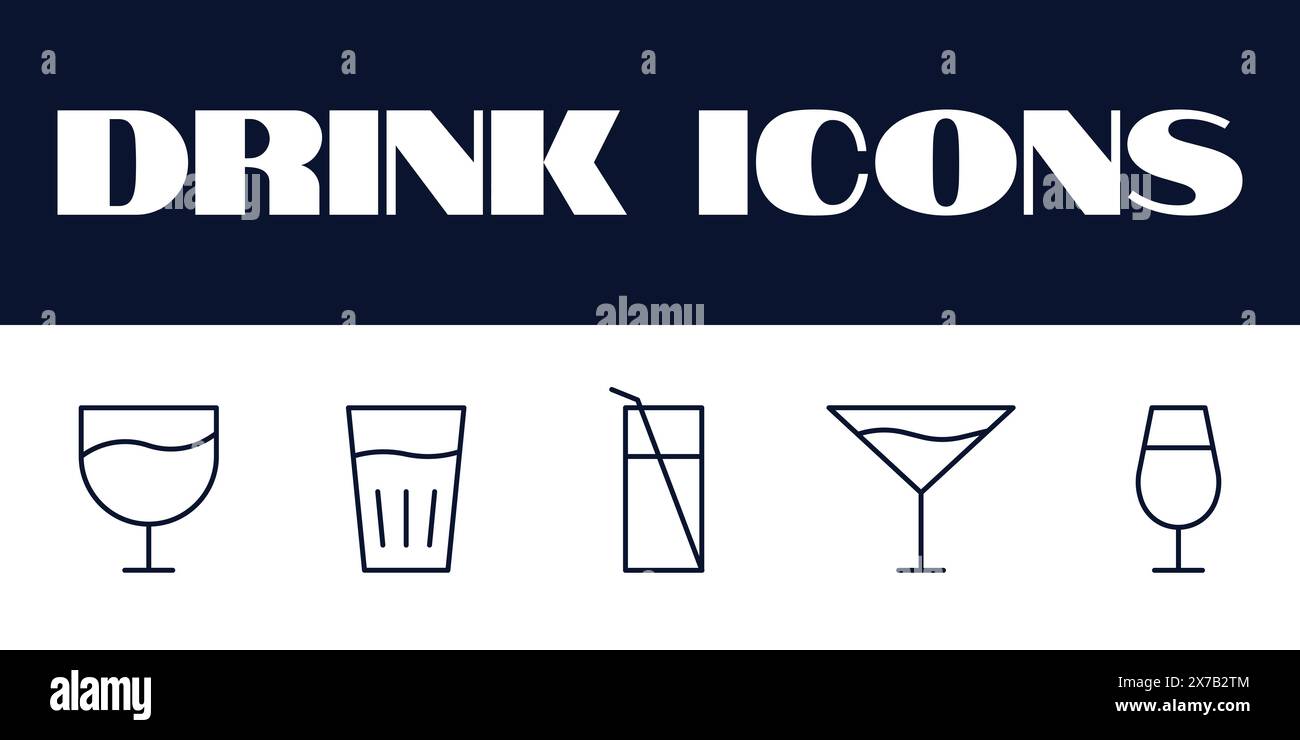 Beverage Drink icons set. line drinks icon vector illustration ...