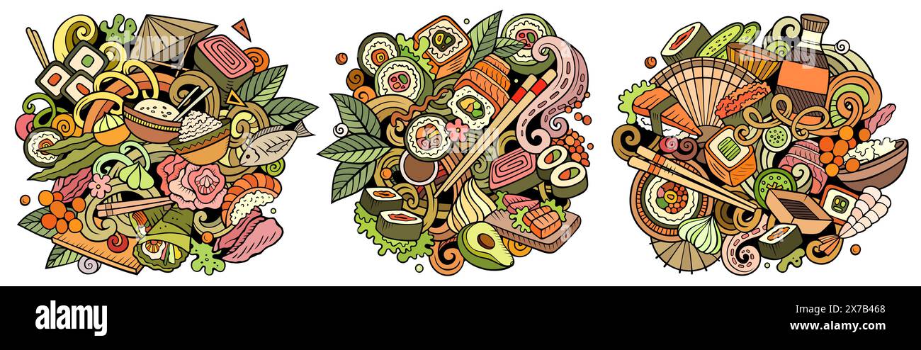 Sushi doodle cartoon funny banner Stock Vector Image & Art - Alamy
