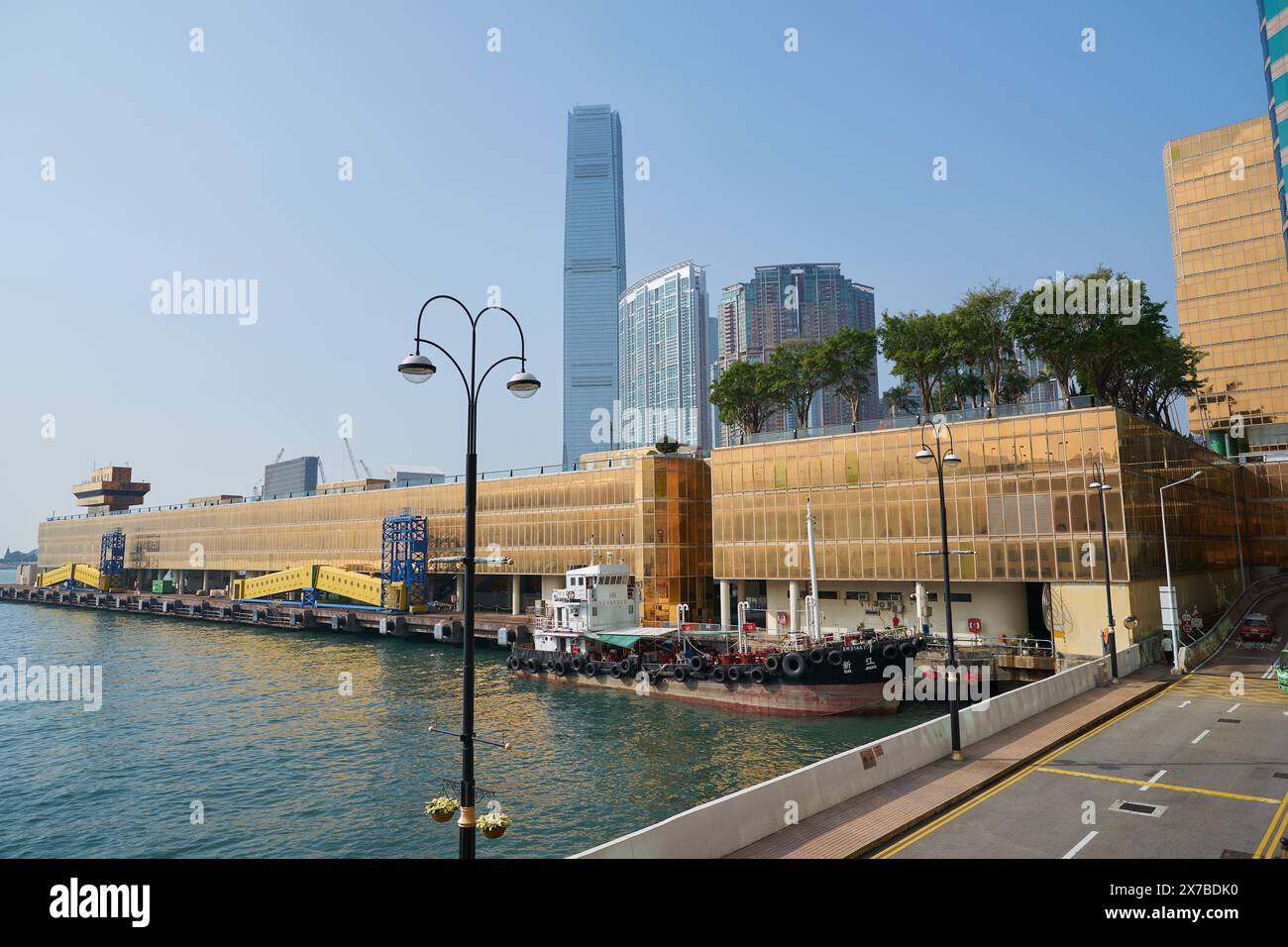 HONG KONG, CHINA - DECEMBER 05, 2023: view of International Commerce Centre in Hong Kong as seen from Harbour City shopping mall. Stock Photo
