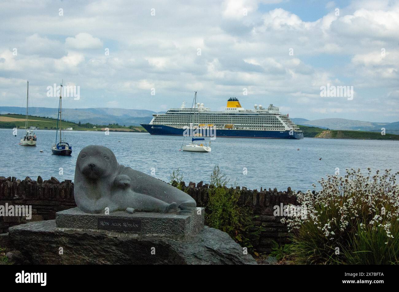 Sunday May 19, 2024, Bantry West Cork Ireland; The second of this week, Spirit Of Adventure arrived into Bantry port today. The cruise liner, carrying 800 passengers and crew set arrived at 8AM and passengers disembarked for day trips to Killarney, the Beara peninsula and around Bantry town. Credit; ED/Alamy Live News Stock Photo