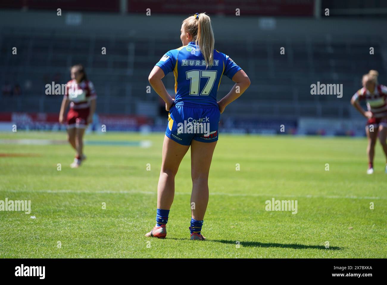 St Helens, Merseyside, UK. 19th May, 2024. Betfred Challenge Cup Rugby: Wigan Warriors Women Vs Leeds Rhinos Women at Totally Wicked Stadium. Lucy Murray during the game. Credit James Giblin Photography/Alamy Live News. Stock Photo