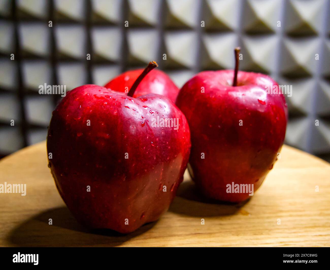 Ripe Apples. Fresh, ripe apples on wood, ideal for food themes. Stock Photo