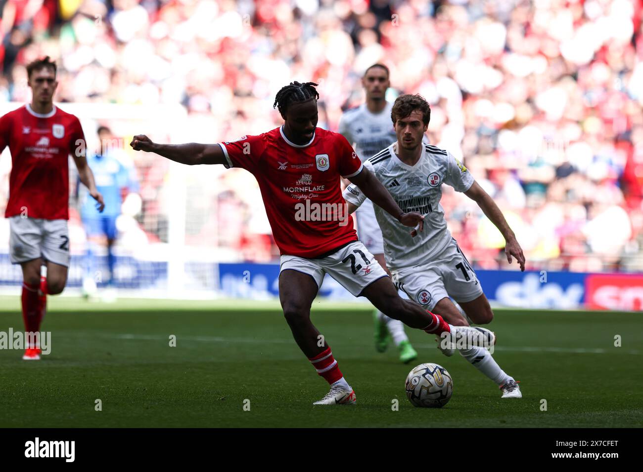 Wembley Stadium, London on Sunday 19th May 2024. Aaron Rowe of Crewe Alexandra on the ball during the Sky Bet League 2 Play Off Final match between Crawley Town and Crewe Alexandra at Wembley Stadium, London on Sunday 19th May 2024. (Photo: Tom West | MI News) Credit: MI News & Sport /Alamy Live News Stock Photo