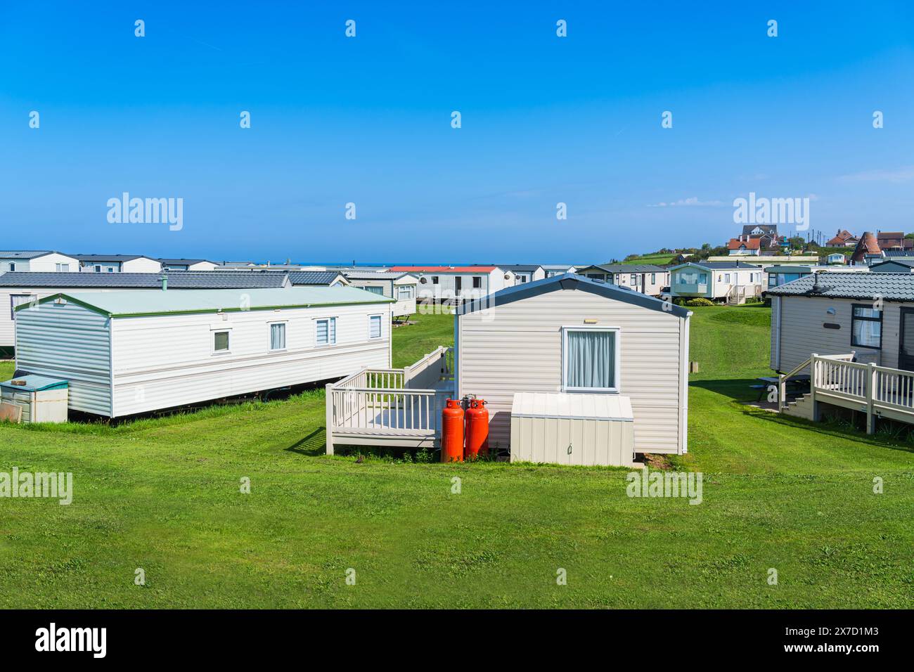 Static Caravan or Mobile Home site in England Stock Photo