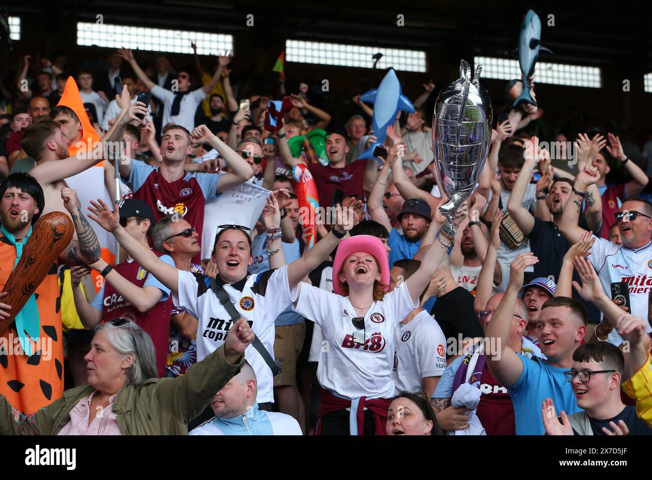 Selhurst Park, Selhurst, London, UK. 19th May, 2024. Premier League Football, Crystal Palace versus Aston Villa; Aston Villa fans celebrate the end of the season with their team qualifying for the Champions League next season. Credit: Action Plus Sports/Alamy Live News Stock Photo