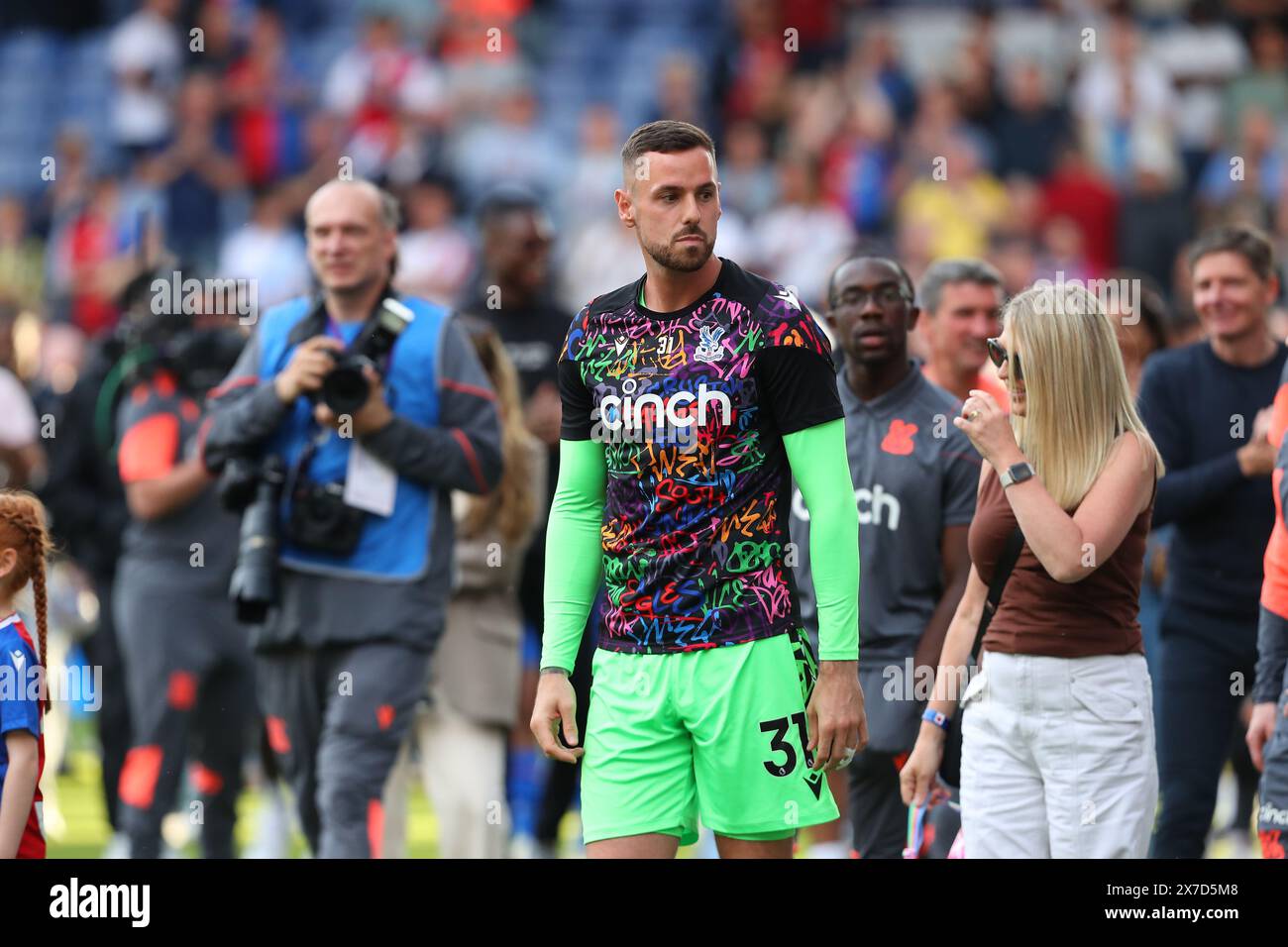 Selhurst Park, Selhurst, London, UK. 19th May, 2024. Premier League Football, Crystal Palace versus Aston Villa; goalkeeper Remi Matthews of Crystal Palace during the end of season lap of appreciation. Credit: Action Plus Sports/Alamy Live News Stock Photo