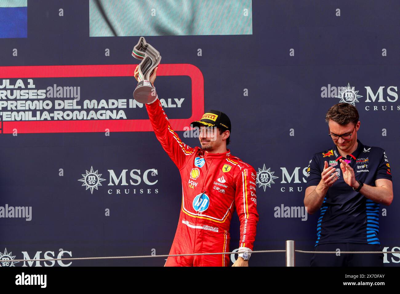 podium celebrations Charles Leclerc (MON) - Scuderia Ferrari - Ferrari ...
