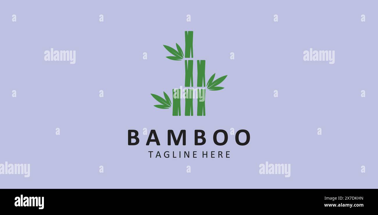 Bamboo logo vintage design, green bamboo tree vector design. Stock Vector
