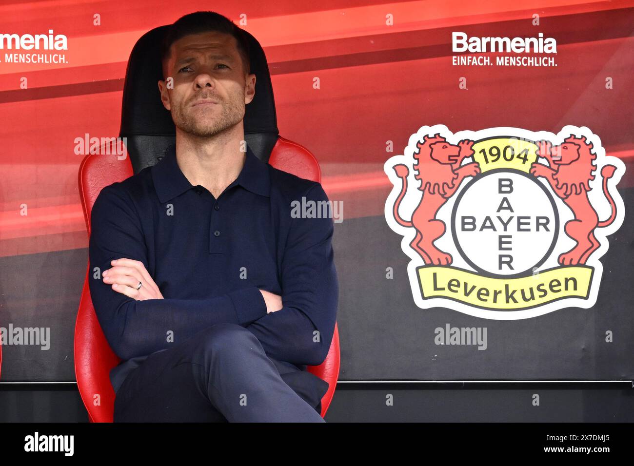 LEVERKUSEN - Bayer 04 Leverkusen coach Xabi Alonso during the Bundesliga match between Bayer 04 Leverkusen and FC Augsburg at DE Bay Arena on May 18, 2024 in Leverkusen, Germany. ANP | Hollandse Hoogte | GERRIT VAN COLOGNE Stock Photo