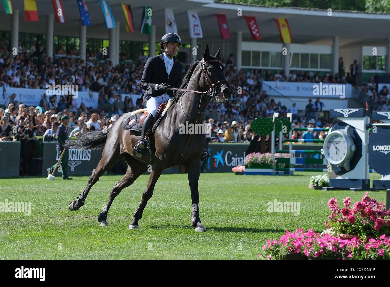 A rider in action during the Longines Global Champions Tour Madrid at Club de Campo Villa de Madrid on May 19, 2024, in Madrid, Spain. Stock Photo