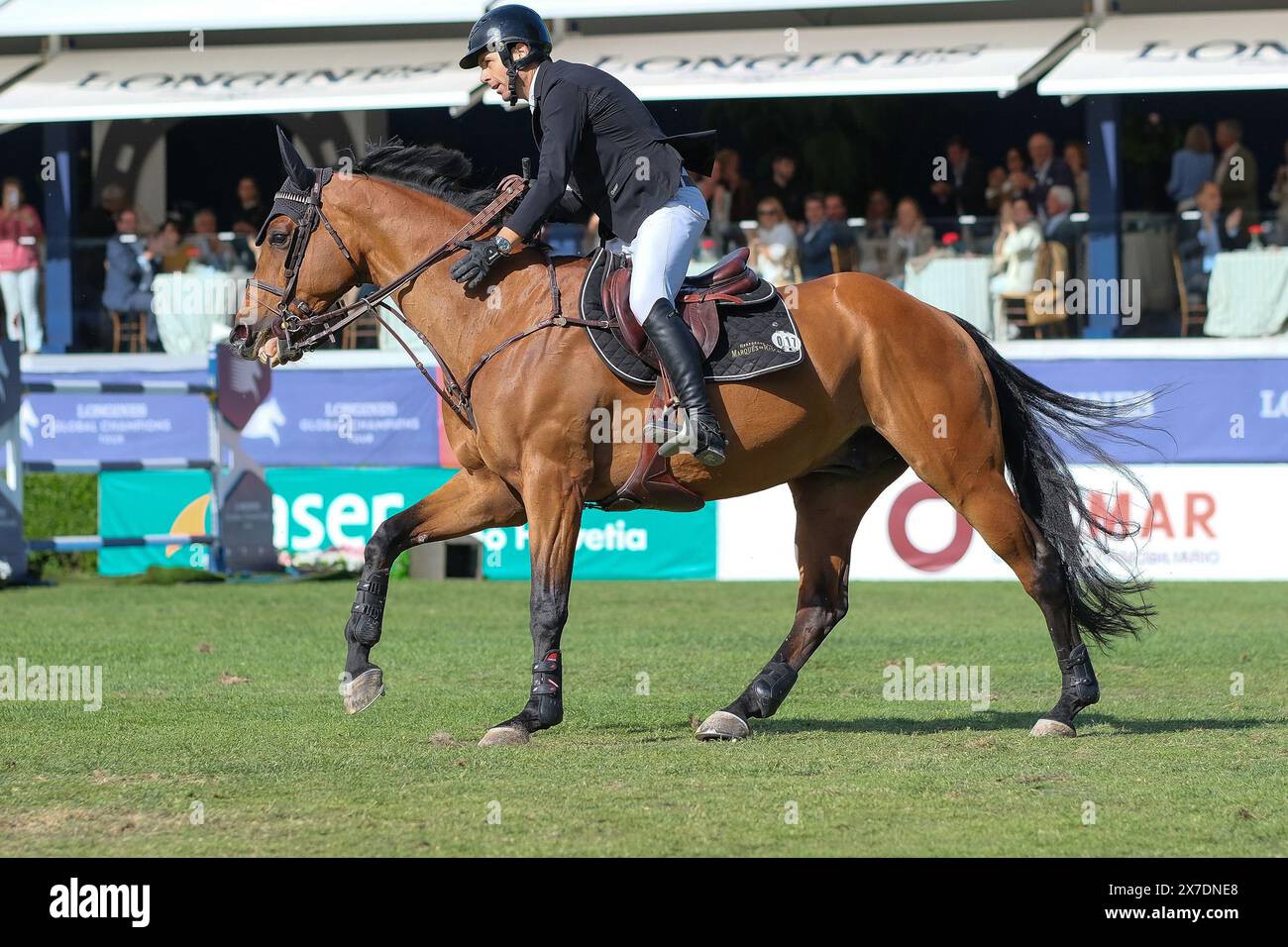 A rider in action during the Longines Global Champions Tour Madrid at Club de Campo Villa de Madrid on May 19, 2024, in Madrid, Spain. Stock Photo