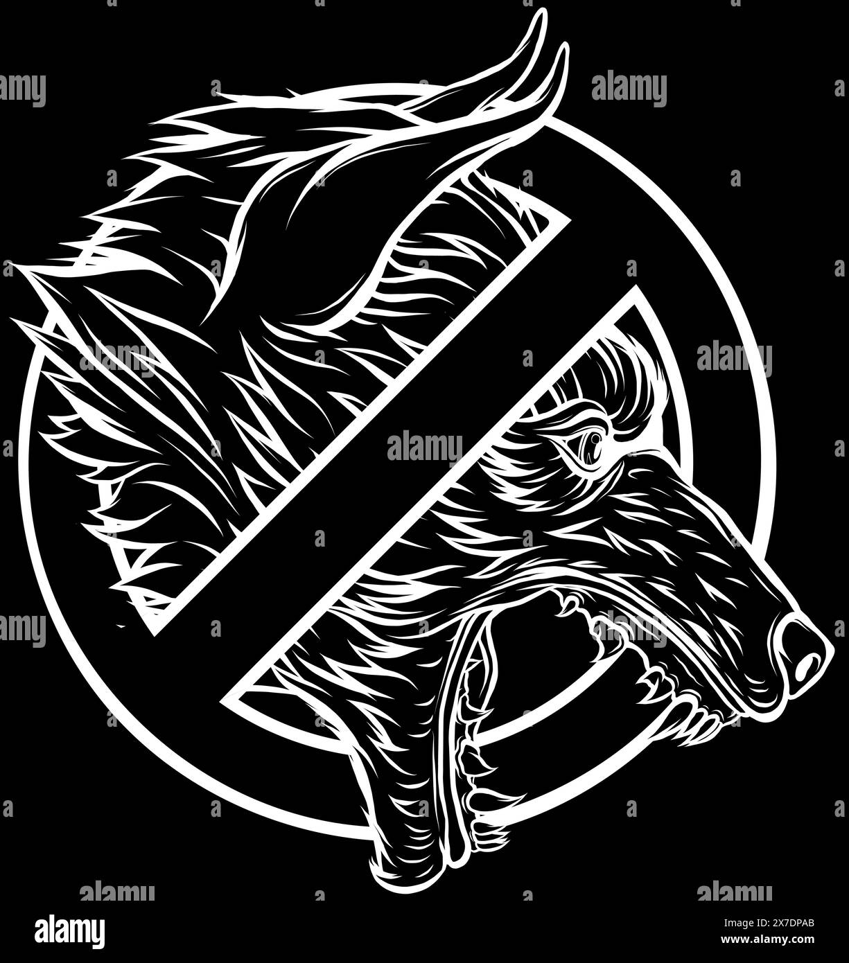 Wolf head in white line on black background Stock Vector Image & Art ...