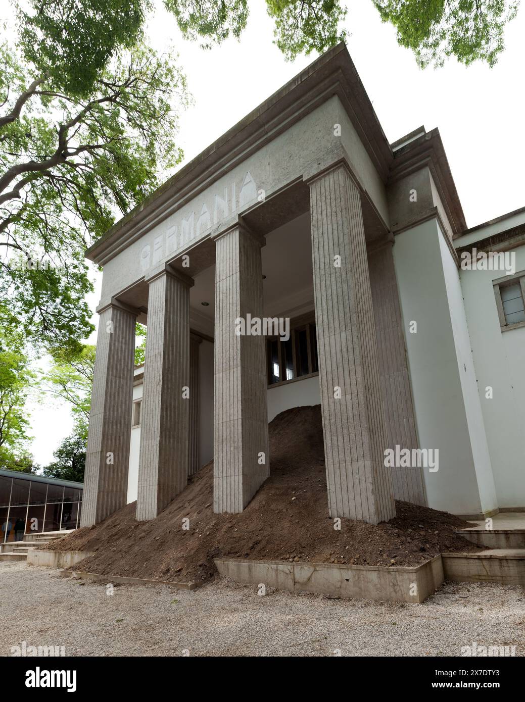 Venice, Italy April 20, 2024 View of the German Pavilion with the Installation titled