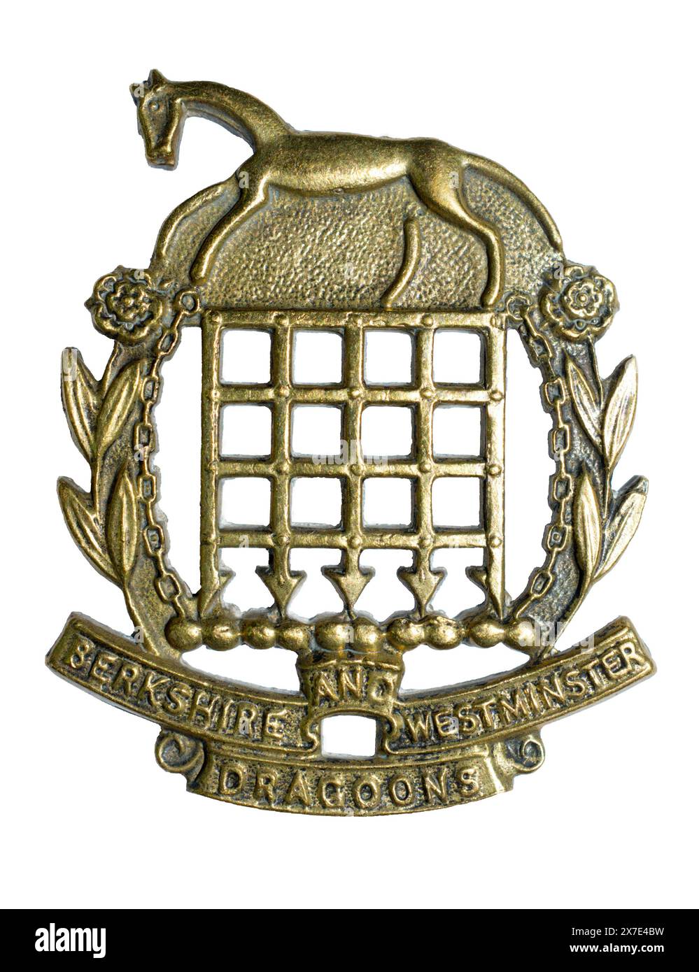 Cap badge of the Berkshire and Westminster Dragoons, c. 1960s. Stock Photo