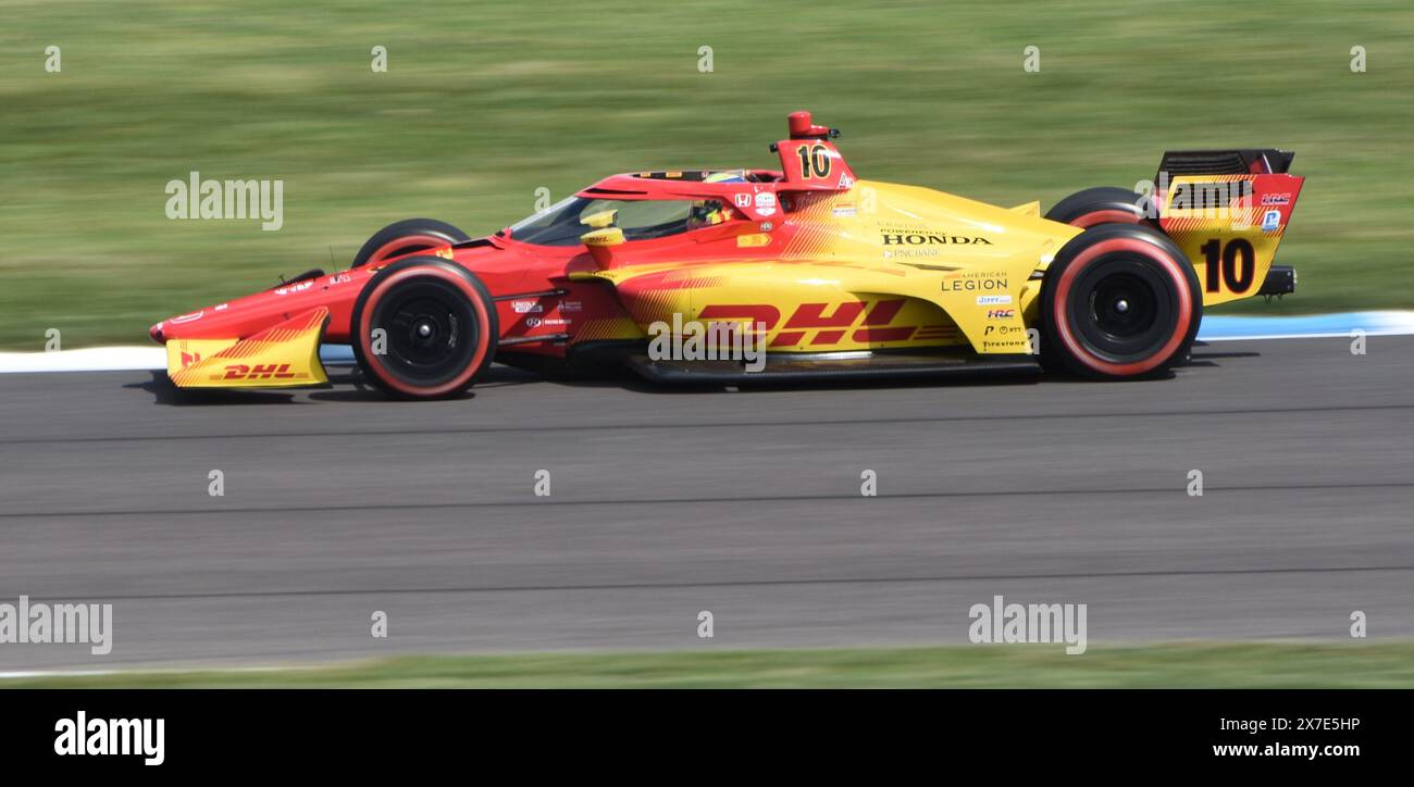 IndyCar driver Alex Palou competing in the Indianapolis Grand Prix in Chip Ganassi Racing's No. 10 car. Stock Photo