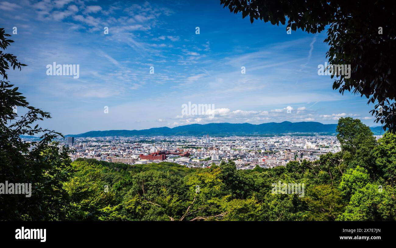 Kyoto, JAPAN - July 29, 2016: Scenic landscape view form top of Mt Inari. Stock Photo
