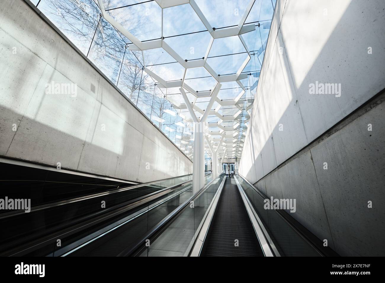 Netherlands, Amsterdam - April 07, 2024: Escalator ramp and entrance ...