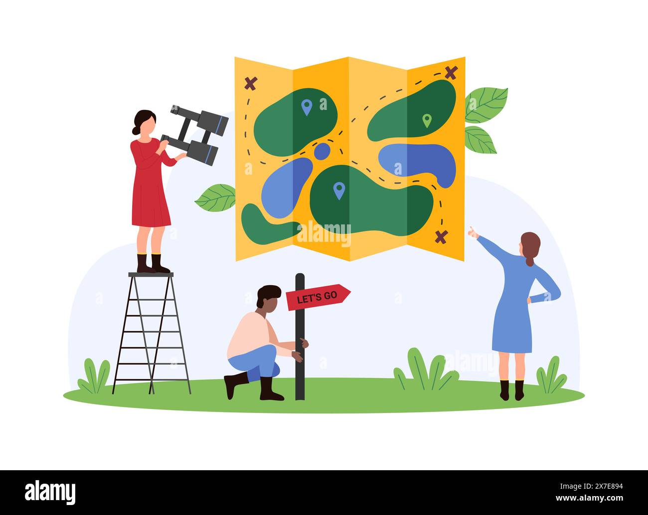 Travel and delivery with GPS navigation on digital map, tourism. Tiny