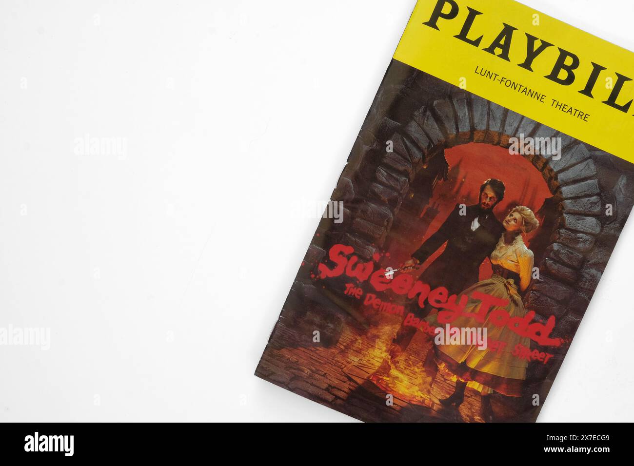 Playbill for Steven Sondheim's Sweeney Todd: The Demon Barber of Fleet Street presented at the Lunt-Fontanne Theatre on Broadway in New York City. Stock Photo