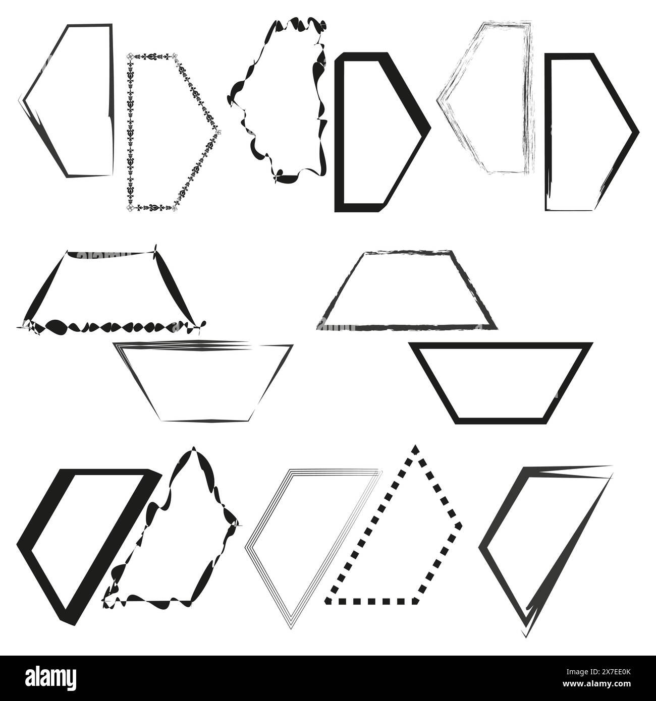 Assorted geometric shapes set. Distressed and clean edges. Vector ...