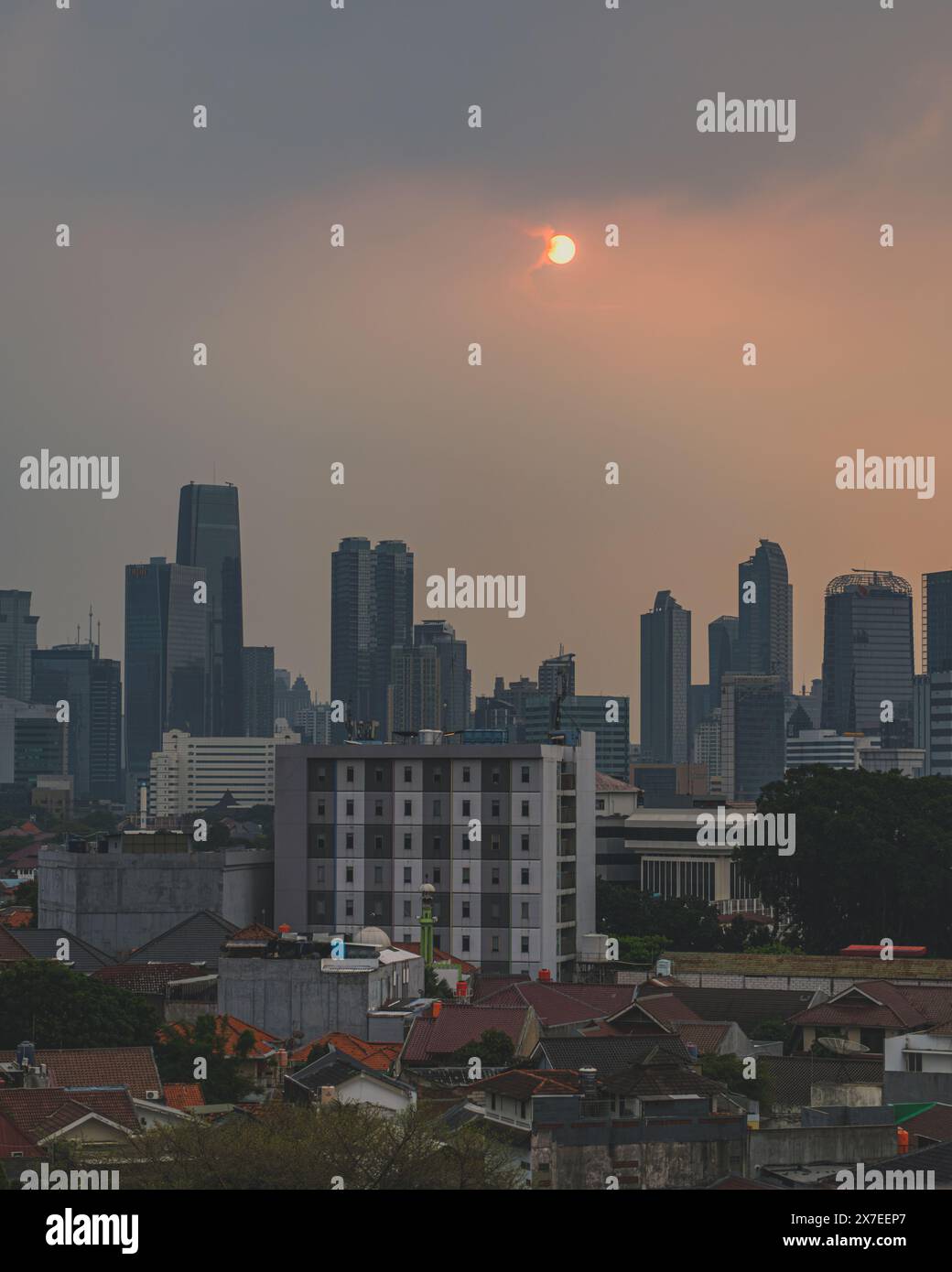 Jakarta, Indonesia - May 6th, 2024. a view of Jakarta city skyline in the afternoon. Stock Photo