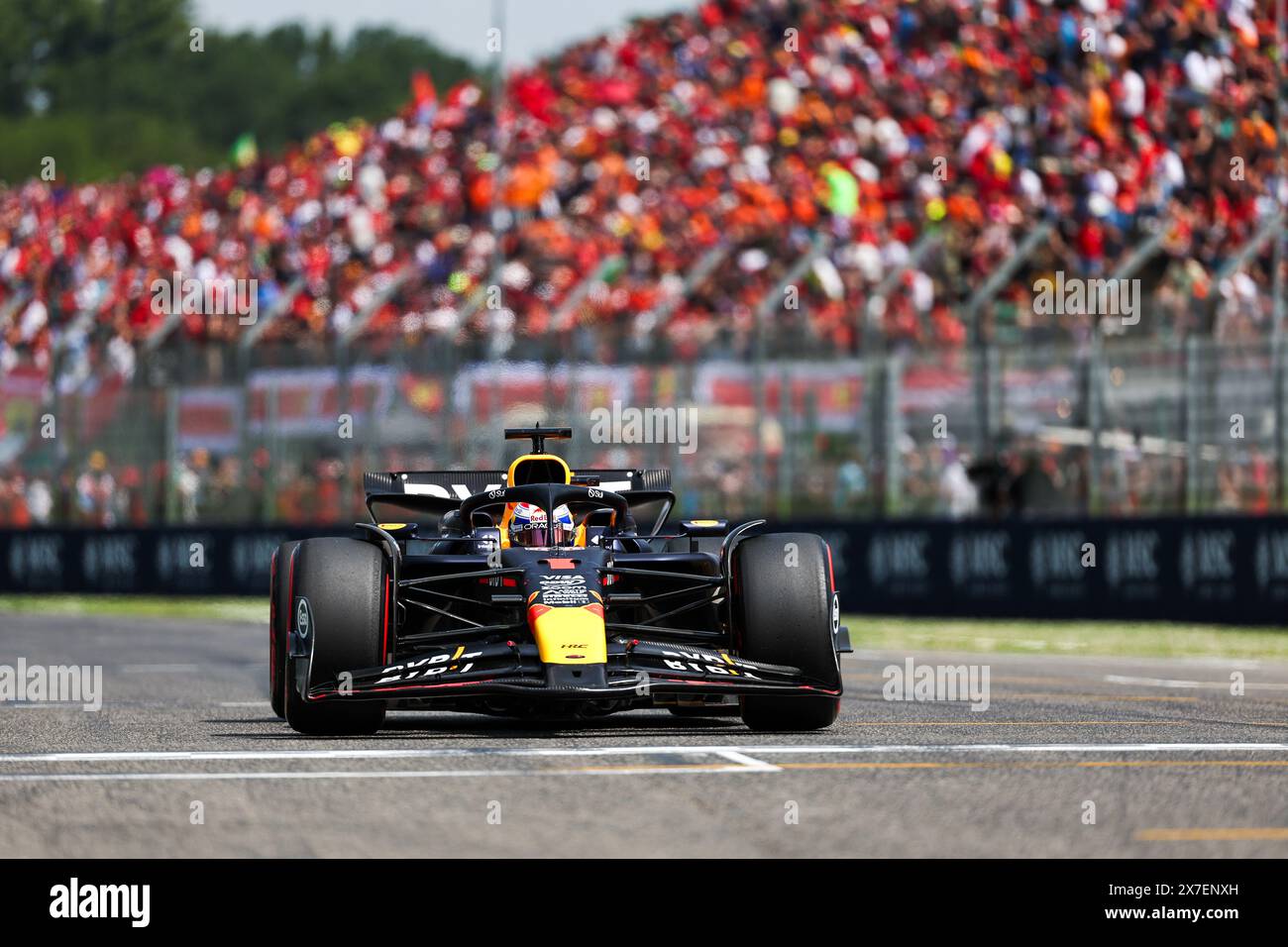 Imola, Italy. 19th May, 2024. Red Bull Racing's Dutch driver Max Verstappen drives into the grid before the Formula One Emilia Romagna Grand Prix at the Autodromo Internazionale Enzo e Dino Ferrari race track in Imola, Italy, May 19, 2024. Credit: Qian Jun/Xinhua/Alamy Live News Stock Photo