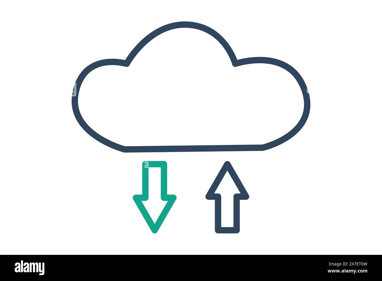 cloud download icon. cloud with arrow. icon related to information technology. line icon style. technology element vector illustration Stock Vector