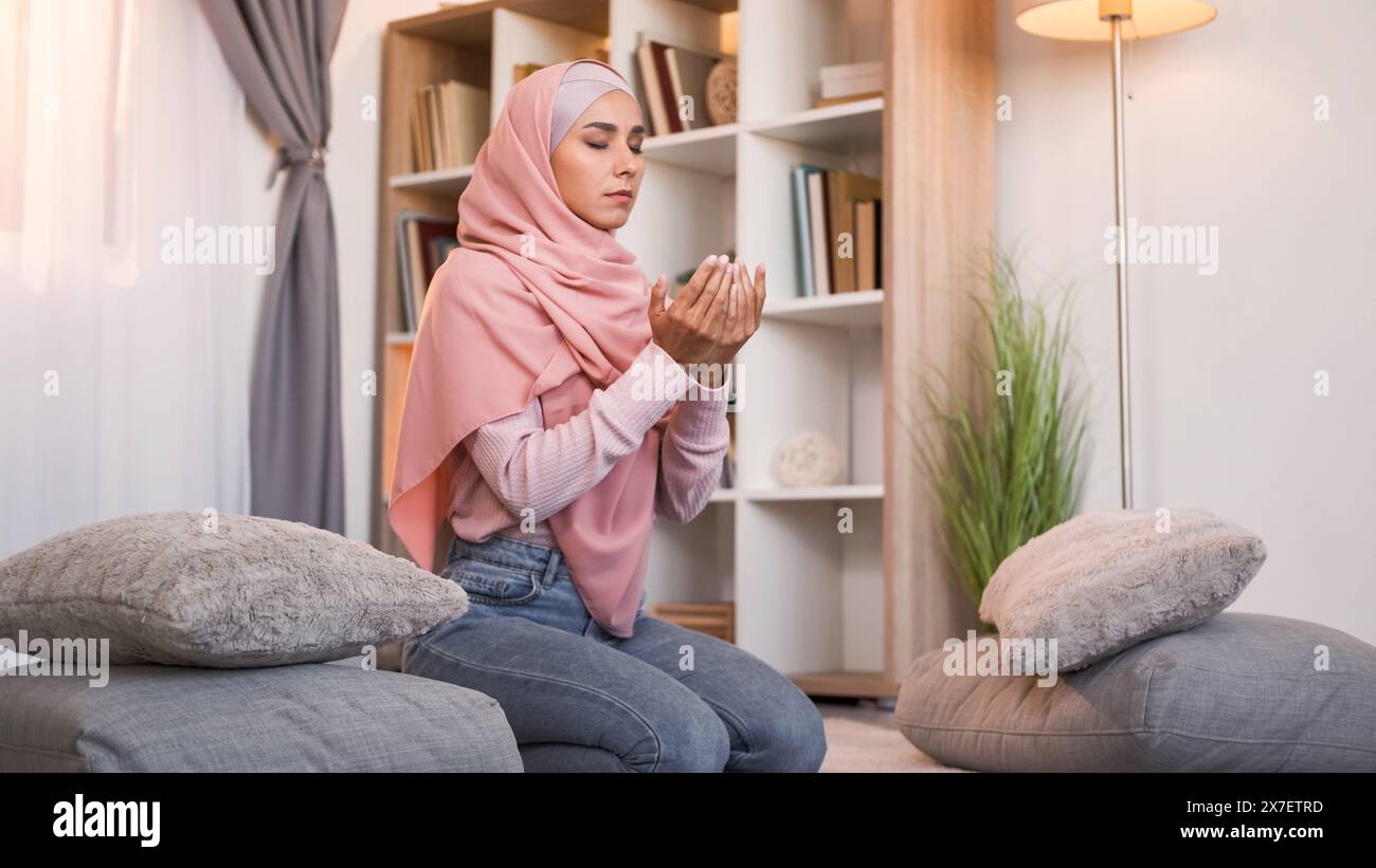 Muslim woman praying indoors home hi-res stock photography and images ...