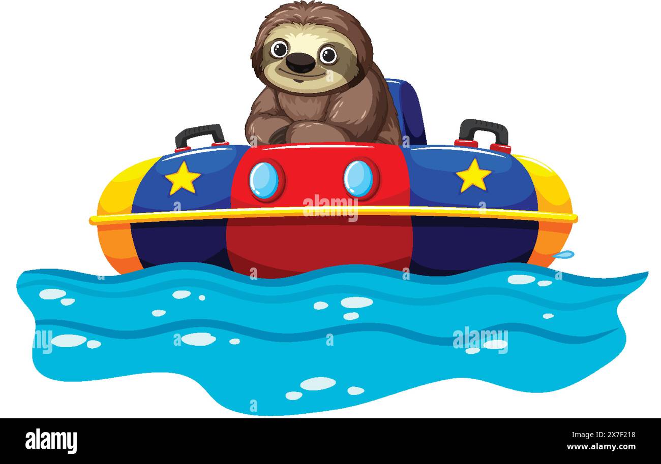 Cartoon sloth in a colorful bumper boat Stock Vector Image & Art - Alamy