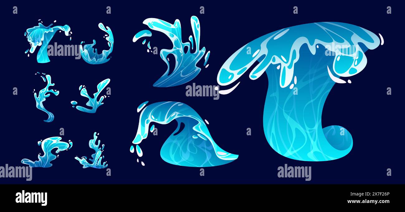 Ocean water wave splash. Sea surf cartoon vector icon. Liquid drop