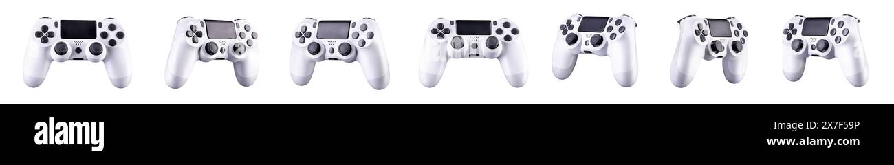 White video game joystick gamepad isolated on a white background with ...