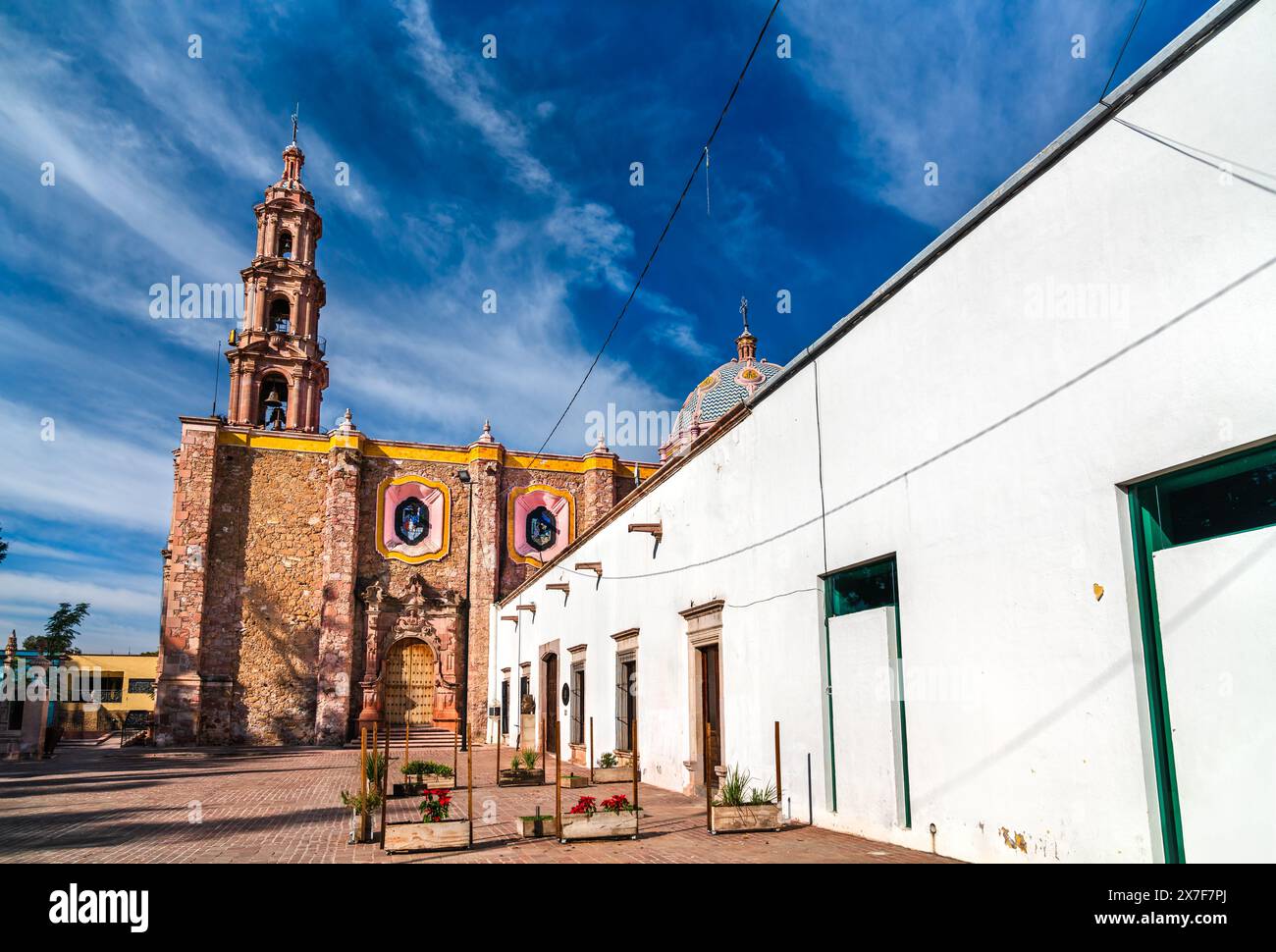 Lord of the Encino Temple and Jose Guadalupe Posada Museum in Aguascalientes town, Mexico Stock Photo