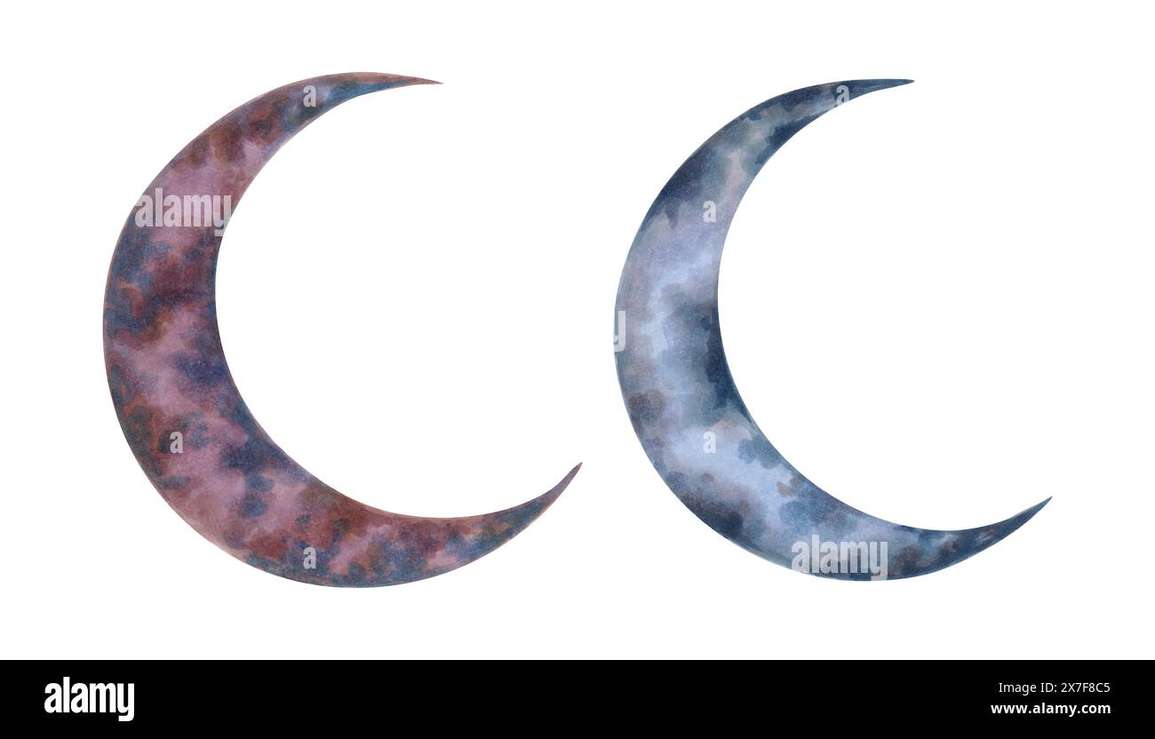 Crescent celestial element. Astrological drawing of the lunar cycle ...